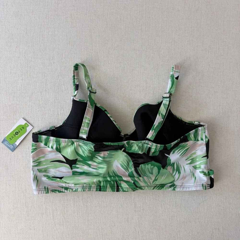 Cacique‎ 40DD Tropical Palm Print Lightly Lined Balconette Bikini Top NWT